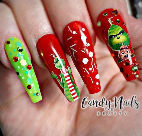 Self adhesive nail art stickers / vinyls / decals Grinch | Etsy