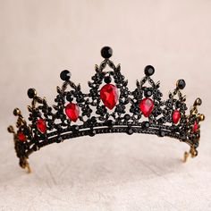 Bridal hair piece Bridal hair vine ,Baroque Black Red Crystal Bridal Tiaras Crown Rhinestone Diadem Pageant Veil Tiara Headband