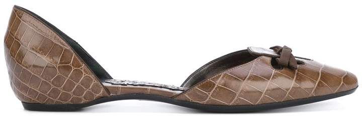 Pre-Owned bow detail ballerina flats