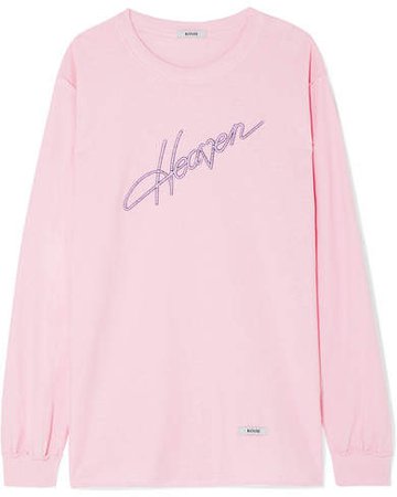 BLOUSE - Heaven Embroidered Cotton-jersey Top - Pink