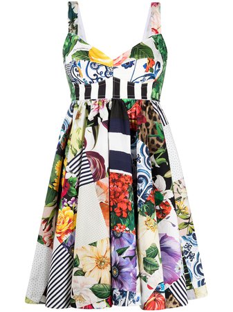 Dolce & Gabbana patchwork print flared mini dress - FARFETCH