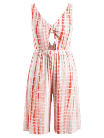 [67% OFF] 2019 Plus Size Tie Dye Backless Twist Jumpsuit In WATERMELON PINK 3X | ZAFUL