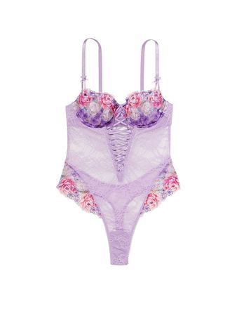 victoria's secret Floral Embroidery Wicked Unlined Lace-Up Teddy - Sleep &  Lingerie - Victoria's Secret