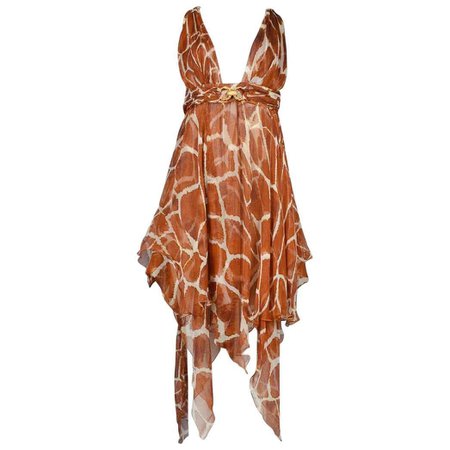 Vintage Roberto Cavalli Giraffe Halter Dress 2006 Collection