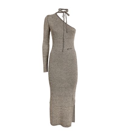 Womens GANNI silver Metallic One-Shoulder Midi Dress | Harrods # {CountryCode}