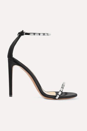 Carla Crystal-embellished Satin Sandals - Black