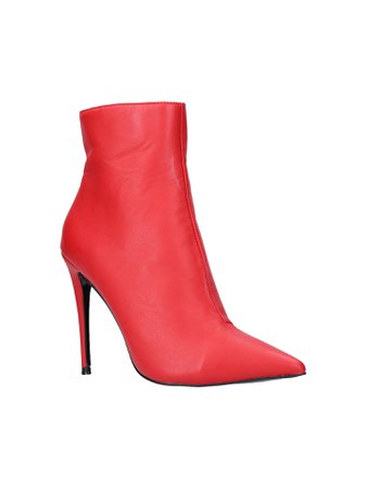 KG by Kurt Geiger Ride Stiletto Heeled Ankle Boots, Red Leather at John Lewis & Partners