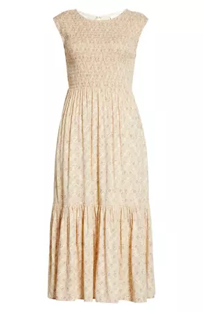 Treasure & Bond Smocked Sleeveless Midi Dress | Nordstrom