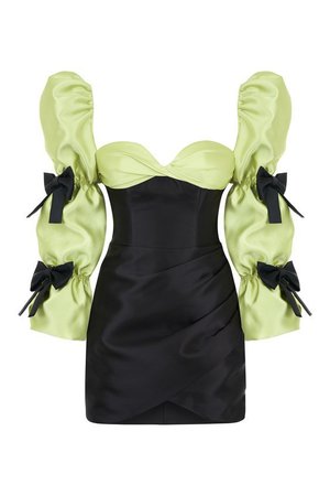Black and Neon Green Dress