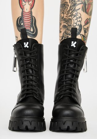Koi Footwear Atrunis Mega Zipper Combat Boots | Dolls Kill