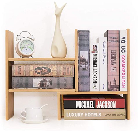 Amazon.com : Desktop Organizer Office Storage Rack, Adjustable Bamboo Desk Display Shelf Natural Wood Stand Countertop Shelf Bookcase, Office Supplies Desk Organizer Accessories with Different Style Display : Office Products