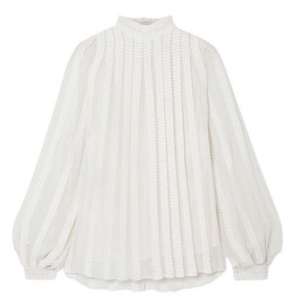 DEREK LAM Embroidered cotton and silk-blend georgette blouse