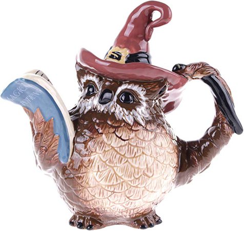 Blue Sky Clayworks Halloween Witch Owl Teapot, 10" x 6" x 9.25": Amazon.ca: Home & Kitchen