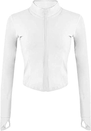 FindThy Women's Zip Up Long Sleeve Slim Fit Athletic Workout Jacket Sportswear Yoga Crop Top at Amazon Women’s Clothing store