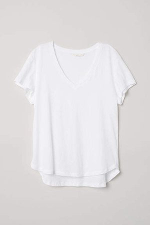 V-neck Cotton T-shirt - White