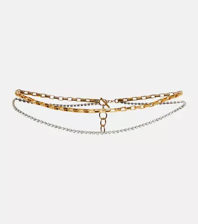 Embellished Chain Link Belt in Gold - Saint Laurent | Mytheresa