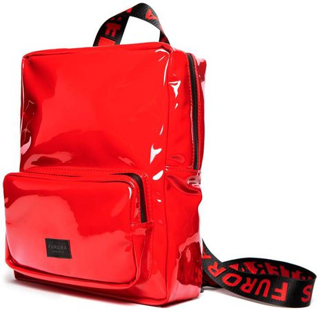 FURORA SUBTERA - Red Vinyl Backpack With Red Furora Straps