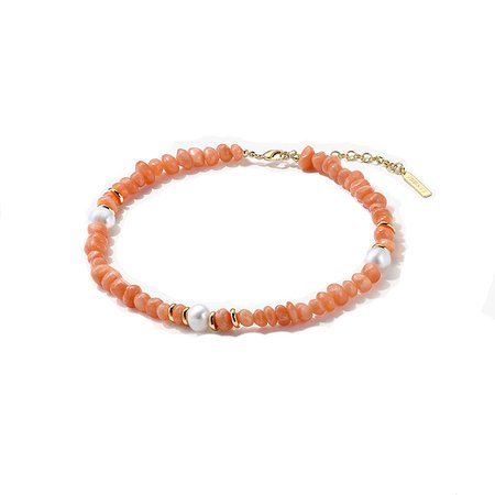 Orange HAKIT Gem And Pearl Necklace | i The Label – ithelabel.com