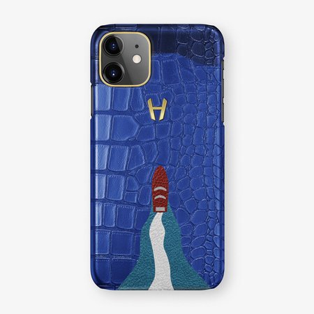 Alligator iPhone Case Yacht Edition iPhone 11 | Navy Blue - Grey – Hadoro Paris