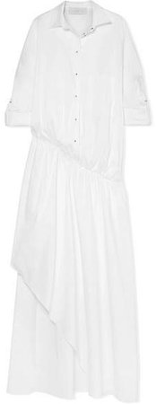 Cotton-blend Poplin Midi Dress - White
