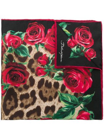 Dolce & Gabbana leopard rose print square scarf