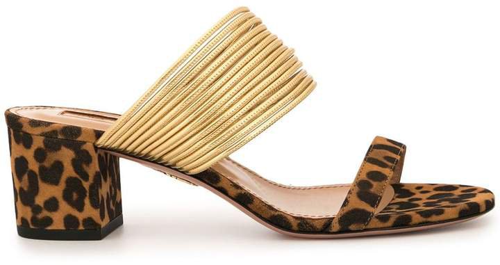 leopard print heeled sandals