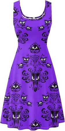 Amazon.com: TOADDITDO Haunted Mansion Halloween Womens Flowy Knee Length Sun Dress Round Neck Pull on Sleeveless Tank Dresses Summer Flared Swimwear Cover Ups : Clothing, Shoes & Jewelry