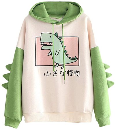 Meikosks Women's Dinosaur Sweatshirt Cute Print Pullover Long Sleeve Splice Hoodies Tops at Amazon Women’s Clothing store