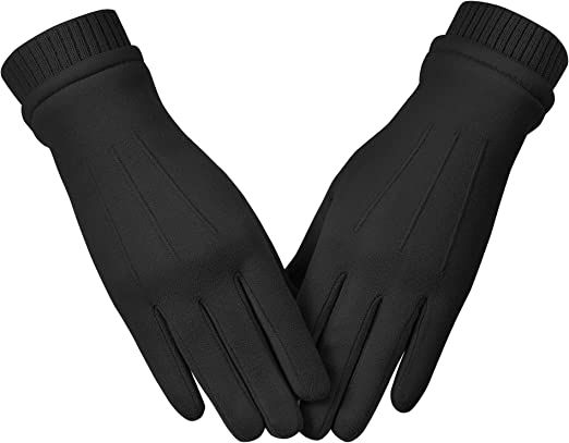 Womens Winter Suede Gloves With Touch Screen Texting Finger Wool Lined Windproof Warm Fashion Dress Gloves at Amazon Women’s Clothing store