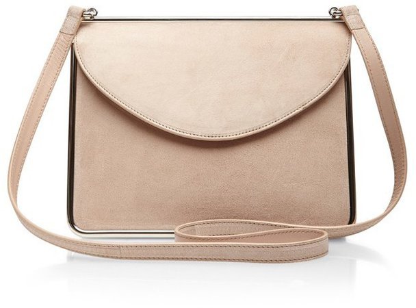 Carven Suede Shoulder Bag In Nude | Where to buy & how to wear