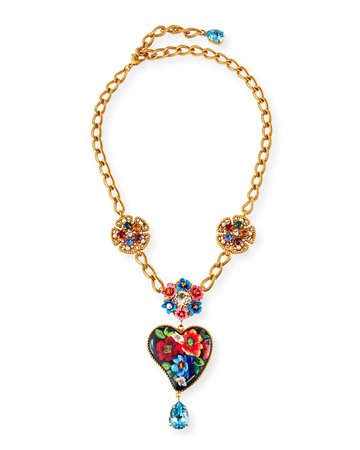 Dolce & Gabbana Flower & Heart-Pendant Necklace