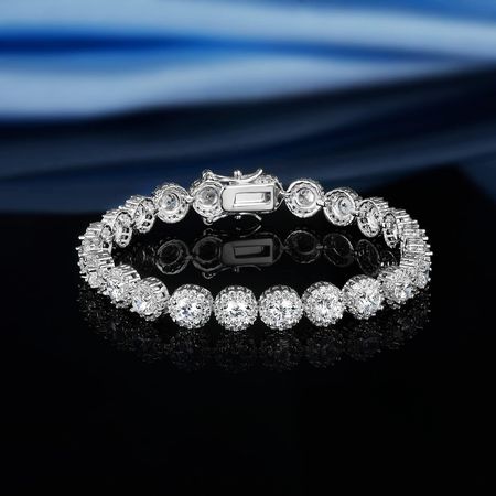 Amazon.com: Gemsme Tennis Bracelet for Women 1 Row 18K White Gold Plated 5mm Round Cubic Zirconia Bracelets 7.5 Inch : Clothing, Shoes & Jewelry