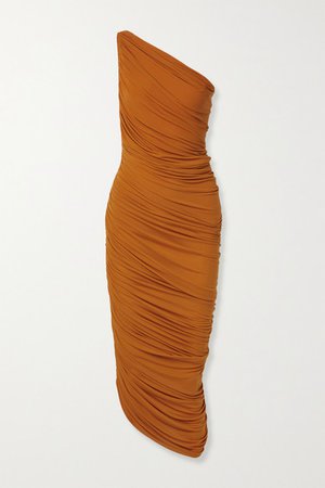 Norma Kamali | Diana one-shoulder ruched stretch-jersey dress | NET-A-PORTER.COM