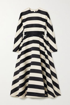 Black Cruz striped satin dress | Emilia Wickstead | NET-A-PORTER