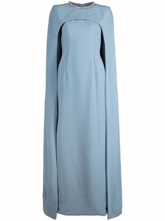 Jenny Packham embellished-trim cape dress - FARFETCH