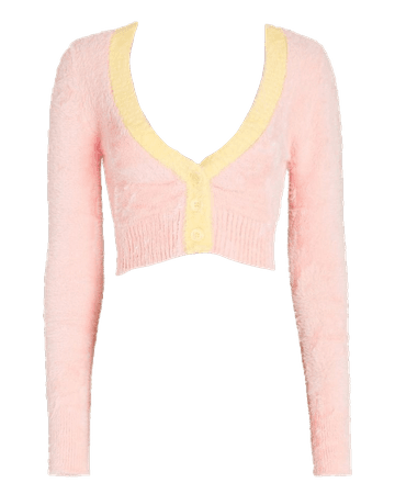 for love and lemons pink and yellow fuzzy cardigan