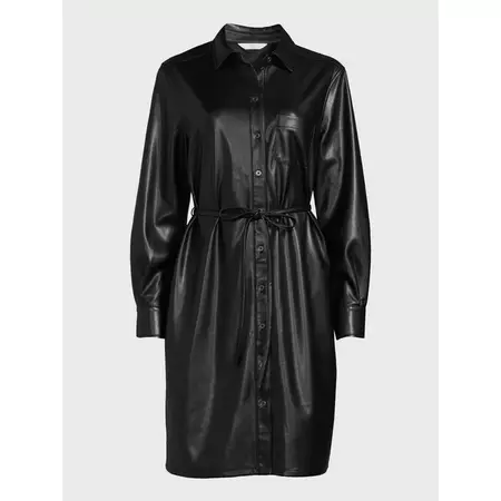 Time and Tru Women's Belted Faux Leather Shirt Dress, Sizes XS-XXL - Walmart.com