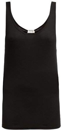 Ribbed Knit Modal Blend Tank Top - Womens - Black