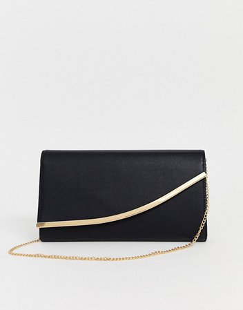 ASOS DESIGN curved bar clutch bag with detachable chain strap in black | ASOS