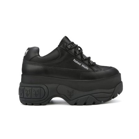 black chunky platform sneakers