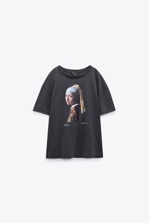 GIRL WITH A PEARL EARRING T-SHIRT - Anthracite grey | ZARA United States