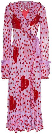 Ashish sequin heart embellished maxi wrap dress