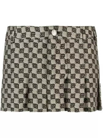MISBHV monogram-pattern Pleated Mini Skirt - Farfetch