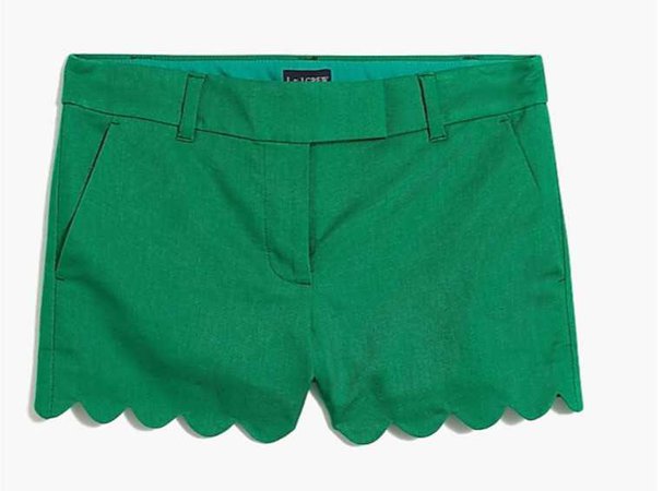 green scalloped shorts