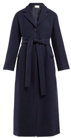 Amoy Single Breasted Belted Cashmere Coat - Womens - Navy