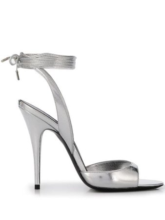 Saint Laurent 105Mm Metallic Sheen Stiletto Sandals 6062201N700 | Farfetch