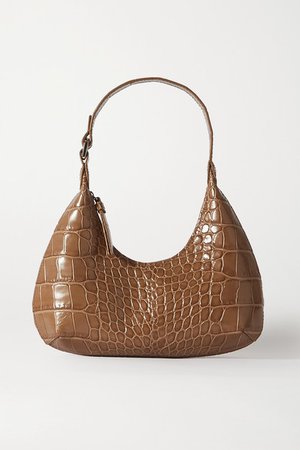 Amber Baby Croc-effect Leather Tote - Taupe