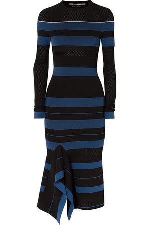 Roland Mouret | Olivier perforated striped stretch-knit dress | NET-A-PORTER.COM