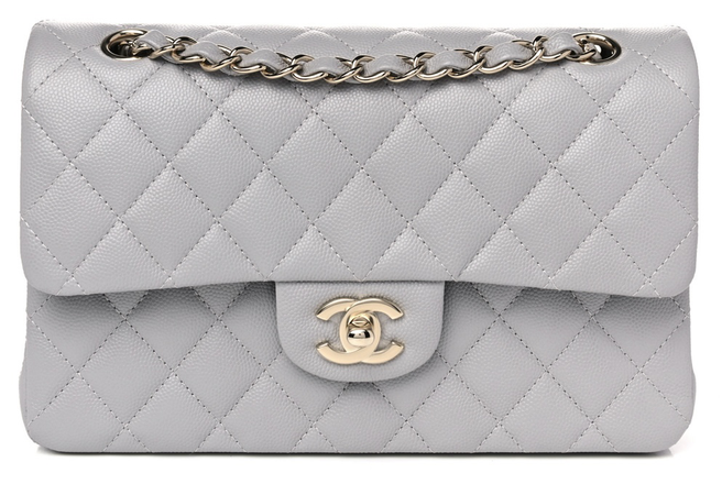 CHANEL Caviar Quilted Small Double Flap Grey