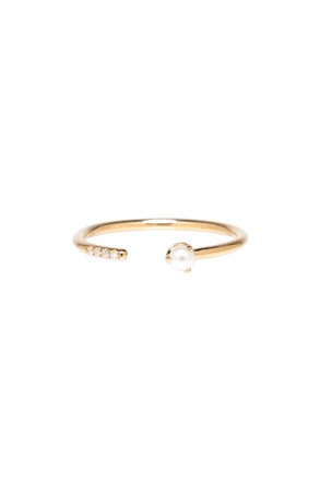Zoë Chicco Freshwater Pearl & Diamond Open Band Ring | Nordstrom